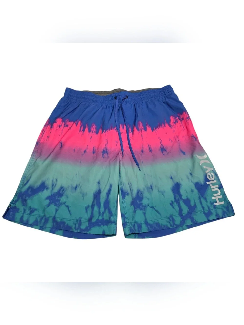 Hurley Men's Tie-Dye Swim Shorts in Blue, Pink, Teal